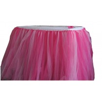 TUTU Tableware Tulle Table Skirt Tulle Table Cover for Party [Pink and White]