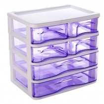Office Plastic Desktop Storage Drawer Organizer - 6 Storage Cabinets Purple