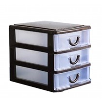 Cheap Office Plastic Desktop Storage Drawer Organizer-3 Storage Cabinets Brown