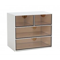 Modern Office Plastic Desktop Storage Drawer Organizer-4 Storage Cabinets Brown