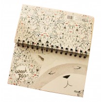 Set of 2 Lovely Coil Schedule Book Weekly Planner Plan Notebook Animal Beige