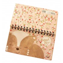 Set of 2 Lovely Coil Schedule Book Weekly Planner Plan Notebook Animal Brown