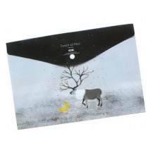 [Forest of Mist] Set of 4 Stiff Paper Plastic-buckle File Folders/Pouch, Deer