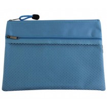 Set Of 3 Blue Canvas Bag Zipper Bags Briefcase Office Supplies Folders Package