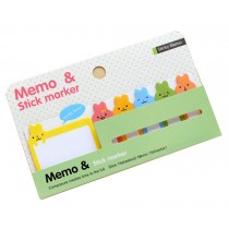 Set of 4 Lovely Sticky Note Pads Memo Pad Stick Marker Pads Green