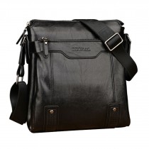Two-layer Design Leather Business Case Bag Briefcase Shoulder Bag BLACK