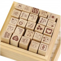 25PCS Creative Stationery Wooden Seals/Stamp DIY Diary/ Photo Album, Red