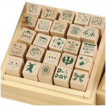 25PCS Creative Stationery Wooden Seals/Stamp DIY Diary/ Photo Album, Green