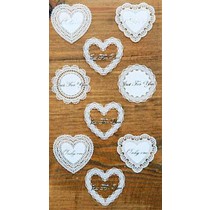 Set of 10 Creative Lace Decorative Stickers DIY Album Stickers Heart-shaped