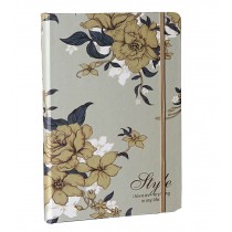 Vintage Creative Notebook Diary Business Notebook Flowers Grey