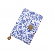 Durable Classic Notebook Retro Brocade Cover Notebook Great Gift Blue And White