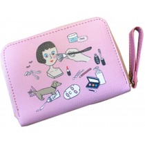 Short-Length Coin Purse Coin Case Cell Phone Case Multi-function Bag Pink