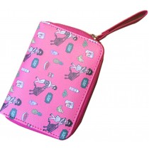 Short-Length Coin Purse Coin Case Cell Phone Case Multi-function Bag Rose Red