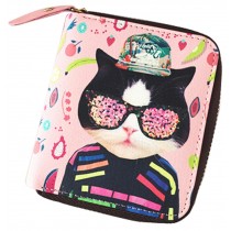 Fashion Short-Length Coin Purse Coin Case Multi-function Bag Pink Cat