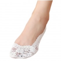 [White] Soft Women's No Show Socks Low Cut Socks Anti-Slip Ankle Socks 4 Pairs