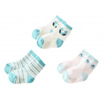 [Owl, Elephant, Stripe] 3-Pack Soft Warm Short Crew Socks for Baby, 1-2 Years
