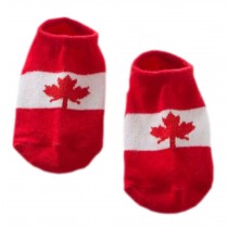 2-Pack [Canadian Flag] Soft Cotton Anti-slip Ankle Socks for Baby, 0-2 Years