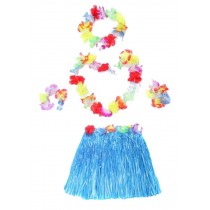 Blue Dress Costumes For Girls Hawaiian Grass Skirt Children