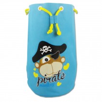 Light Blue Pirate Monkey Waterproof Beach Bags Foldable Swimming Drawstring Bags