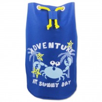 Dark Blue Crab Waterproof Beach Bags Foldable Swimming Drawstring Bags for Kids