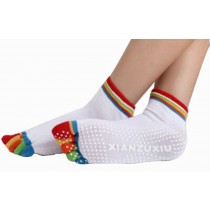 Women's Yoga Socks Five Toes Socks Non-slip Cartoon Socks, White