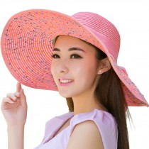 Elegant Floppy Hat Pink Hat Straw Hats for Women, Pink