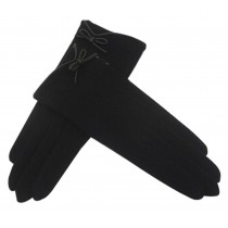 Winter Bowknot Wool Gloves Touch Screen Gloves Black