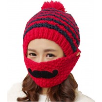 Outdoor Hat Female Han Edition Tide Beard Hat In Winter Tab Red
