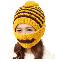 Outdoor Hat Female Han Edition Tide Beard Hat In Winter Tab Yellow