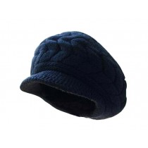 Knitted Cap Cap Earmuffs Double Warm Hat Peaked Cap Hat Black