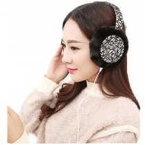 Music Earmuffs Lovely Plush Earmuff Ear Protection Lace Black