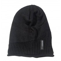 [Black] Simple Style Winter Cap Men's Wool Hat Knitted Hat Beanie for Men