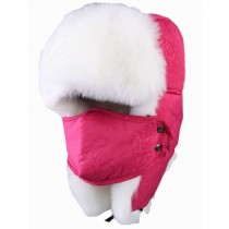 Practical Winter Hats Outdoor Thickening Cycling Ski Cap with Mask, Rose-red