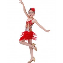 Fashion Latin Dance Costumes Girls Latin Costume Performance Dress Red
