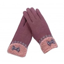 Ladies Pretty Warm Winter Gloves Driving Gloves Bow Purple
