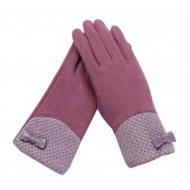 Woman Pretty Warm Winter Gloves Driving Gloves Bow Purple