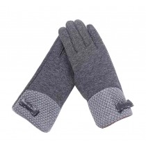 Woman Pretty Warm Winter Gloves Driving Gloves Bow Grey