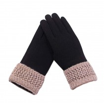 Woman Elegant Warm Winter Gloves Driving Gloves Black