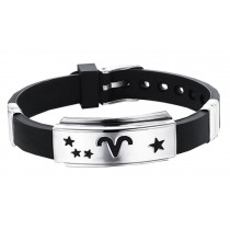 12 Zodiac Bracelets Titanium Steel Hand Ring Wristbands - Aries