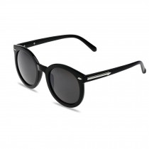 Beach Travel Black Oval Frame Gray Mirror Lens Retro Eyewear Daily Sunglasses