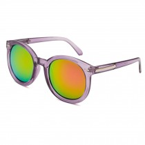 Beach Travel Purple Oval Frame Red Mirror Lens Retro Eyewear Daily Sunglasses