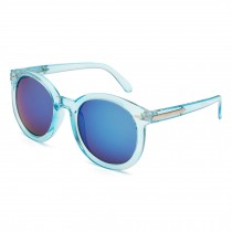 Beach Travel Blue Oval Frame Blue Mirror Lens Retro Eyewear Daily Sunglasses
