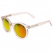 Beach Travel Pink Oval Frame Red Mirror Lens Retro Eyewear Daily Sunglasses