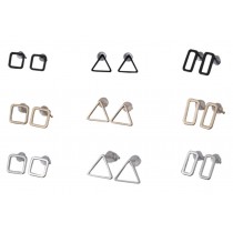 Fashion & Simple Hollow Out Geometric Copper Stud Earrings, 9 Pair in Random.