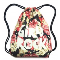 Sport Drawstring Backpack Travel Storage String Bag Retro Flower Country Style