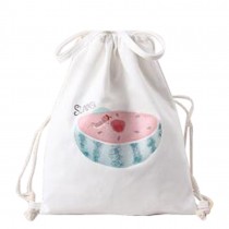 Cheap Canvas Drawstring Backpack Bag Stylish Lightweight String Bag Watermelon