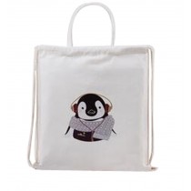 Canvas Drawstring Bags Stylish Lightweight String Bag  Beer Girls Penguin