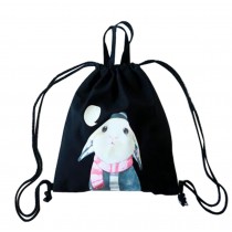 Cheap Canvas Drawstring Bags Stylish Lightweight String Bag Black Rabbit