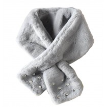 Elegant Ladies Winter Faux Fur Scarves Plush Scarf Muffler Gray