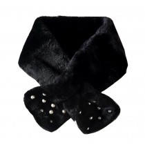 Elegant Ladies Winter Faux Fur Scarves Plush Scarf Neckerchief Black